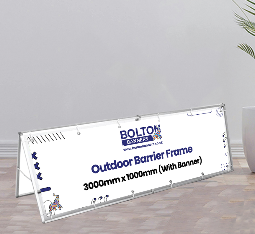 Outdoor Barrier Frame 3000mm x 1000mm (With Banner)
