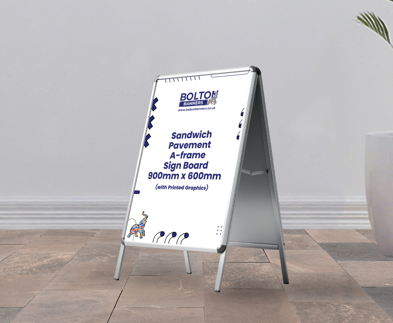 Sandwich Pavement A-frame Sign Board 900mm x 600mm (with Printed Graphics)
